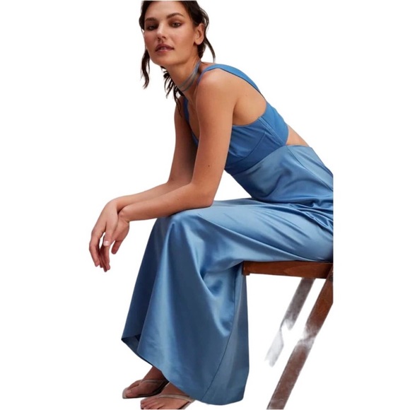 Free People Gia Maxi Dress Coastal Blue 2 - Picture 3 of 11